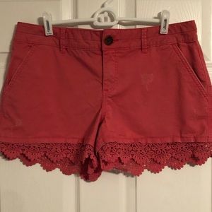 Coral Shorts w/ Lace Hem